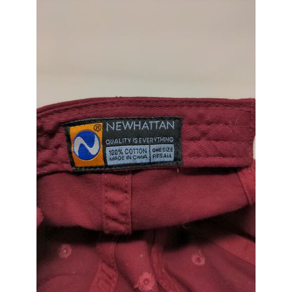 Newhattan Slideback OSFA Hat Red Hand Painted Flower Distressed Cap - Picture 10 of 10